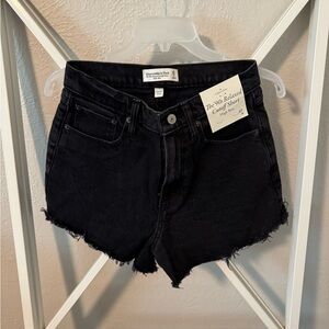 Abercrombie & Fitch Black Frayed Denim Shorts